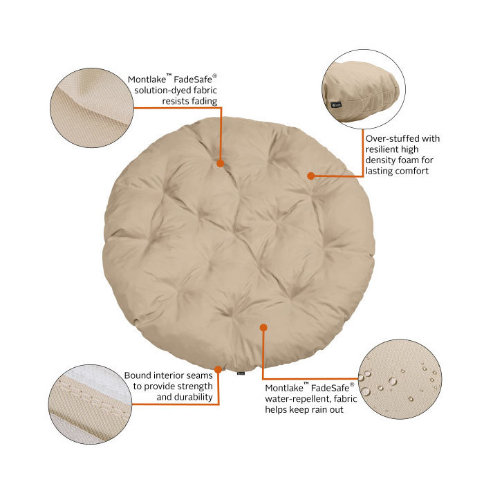 50 Inch Papasan Cushion, Antique Beige - Image 3